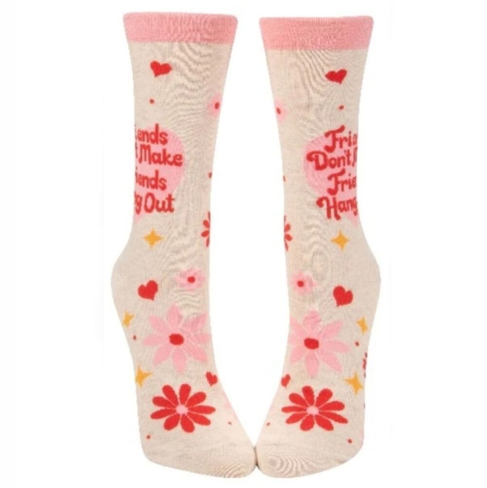 NWT Blue Q Women's 'Friends Don't Make Friends Hang Out' Crew Socks, Sz 5-10